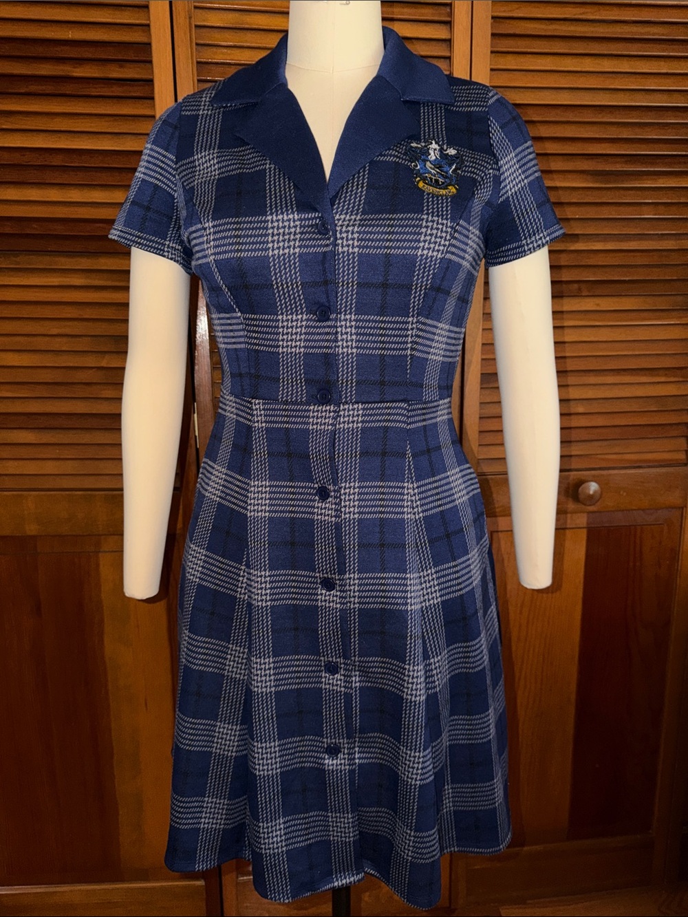 Ravenclaw School Plaid Button-Front Dress